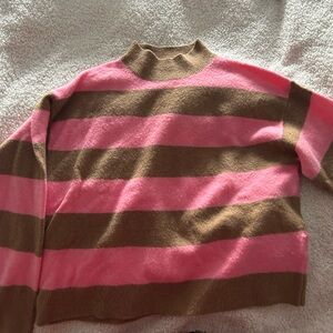 Jcrew pink and brown mock turtleneck sweater